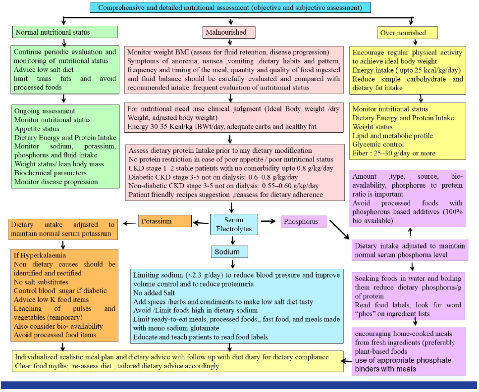 Tailored dietary advice in chronic kidney disease (CKD).