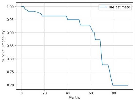 Kaplan-Meier (KM) survival analysis for patients’ survival.