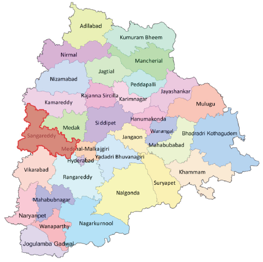 Telangana state districts.