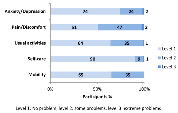 Quality of life of the participants (n = 107).